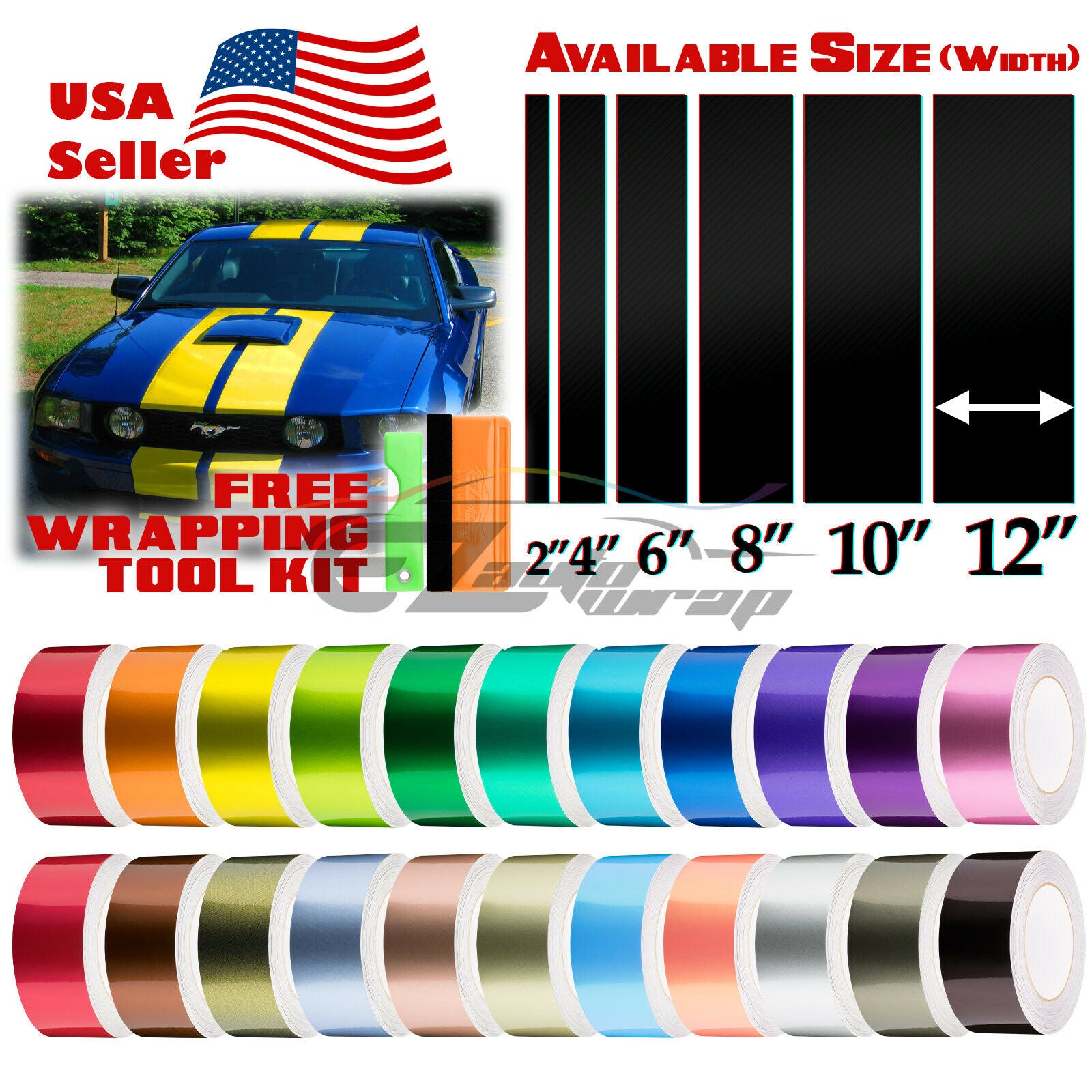 Racing Stripe Gloss Metallic 8" 10" 12" / 25FT