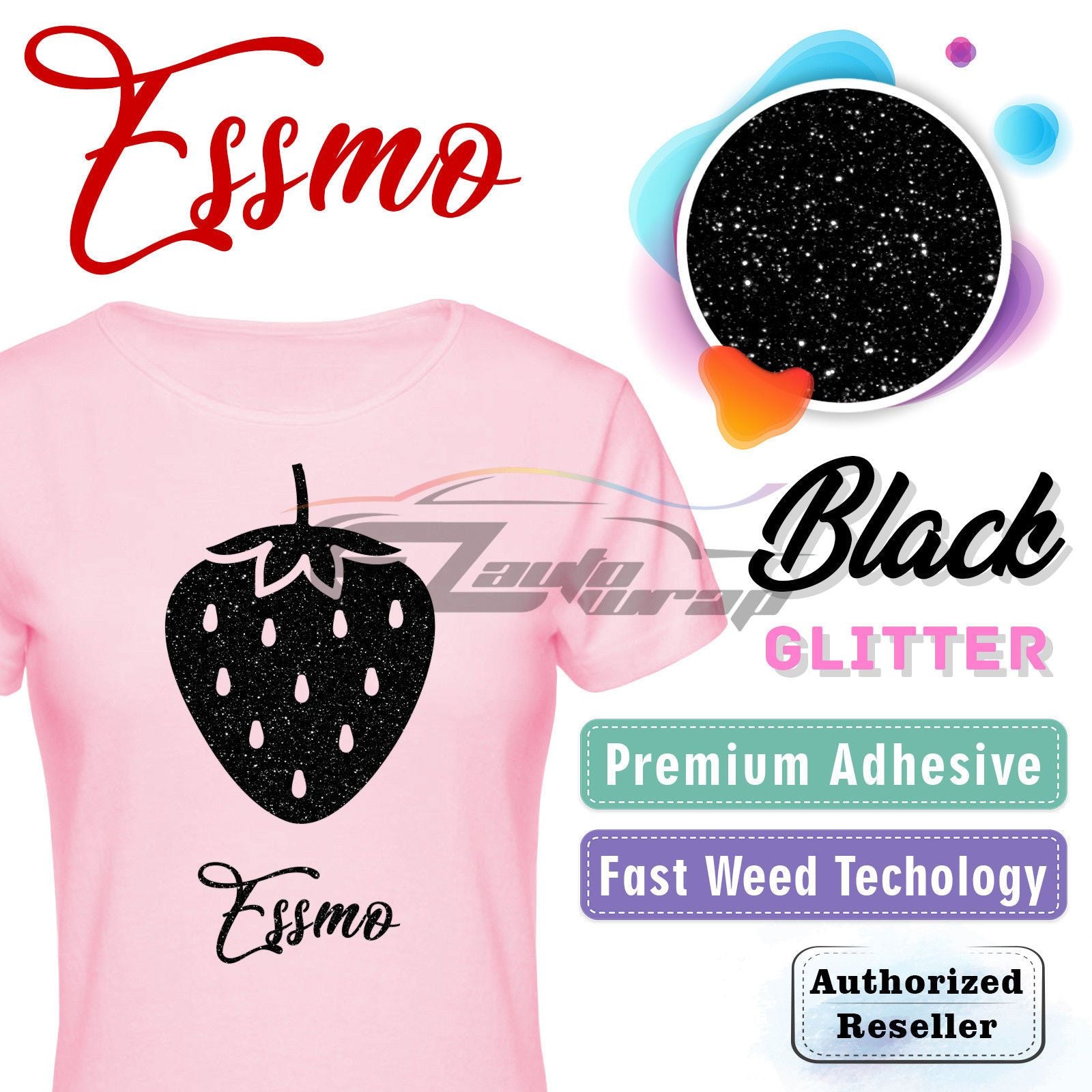 ESSMO™ Black Glitter Sparkle Heat Transfer Vinyl HTV DG01