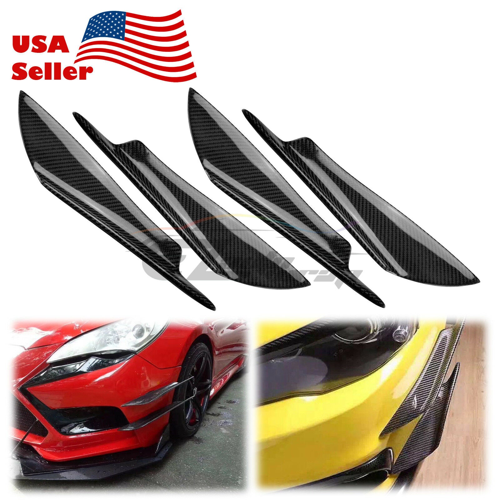 4pcs Carbon Fiber Front Bumper Splitter PC-BLS06