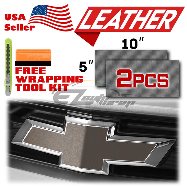 2pcs 5"x10" Leather Textured Chevy Emblem Bowtie Overlay Vinyl Wrap