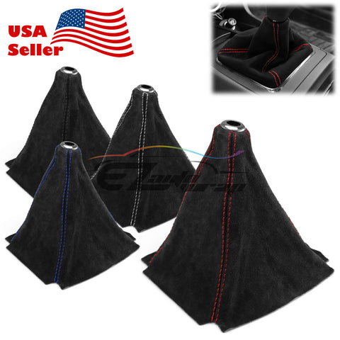 Shifter Boot Cover Black Genuine Leather Alcantara Suede (with 4 color of stitches)