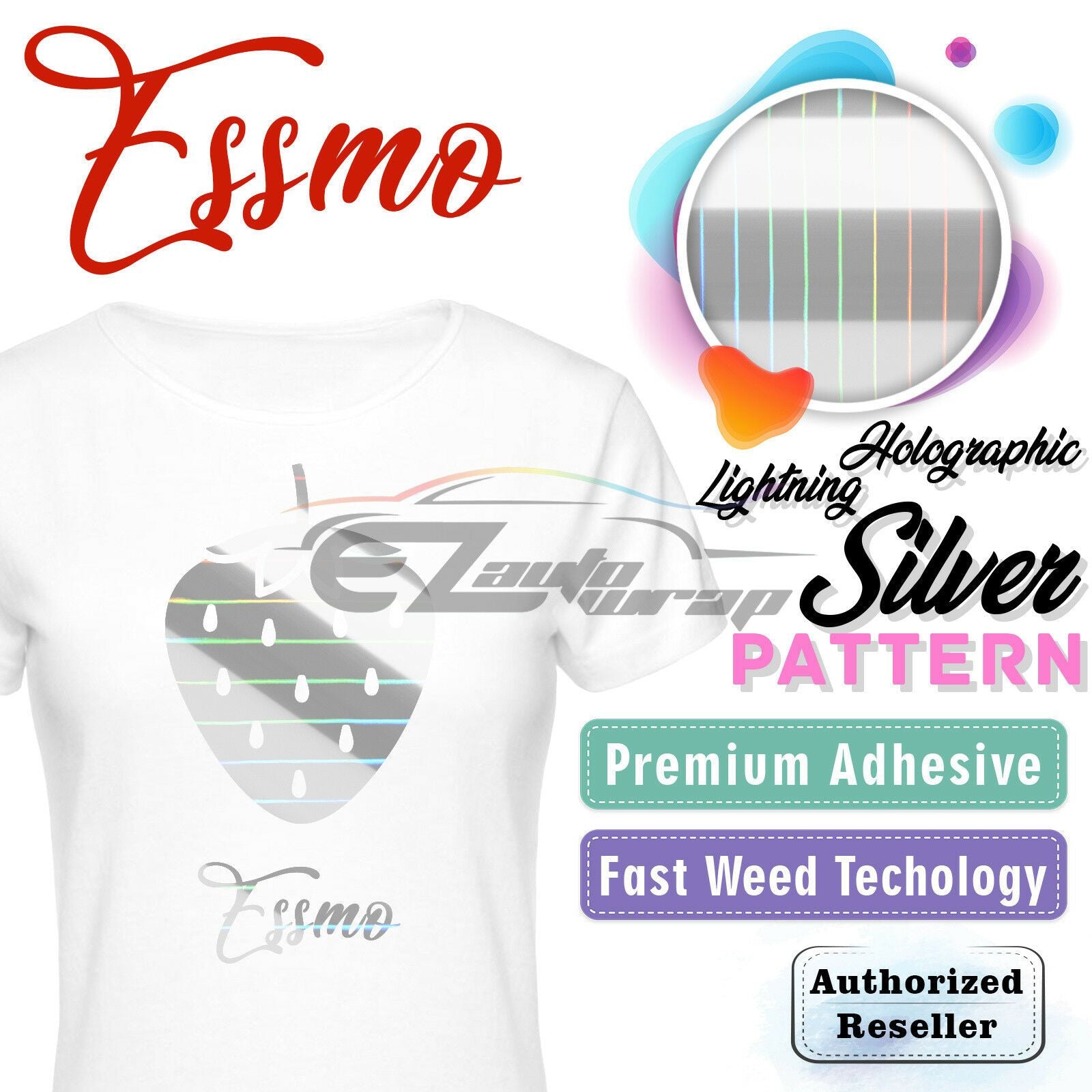 ESSMO™ Holographic Lightning Silver Pattern Heat Transfer Vinyl HTV SP13