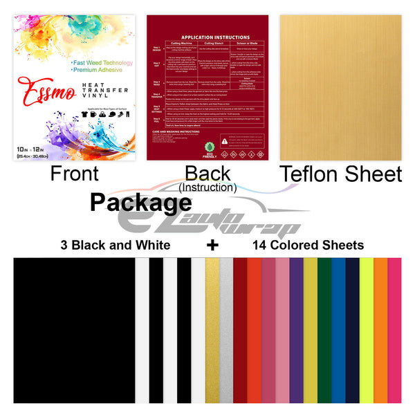 20pcs 16 Colors Matte Heat Transfer Vinyl 12"x10" HTV Bundle