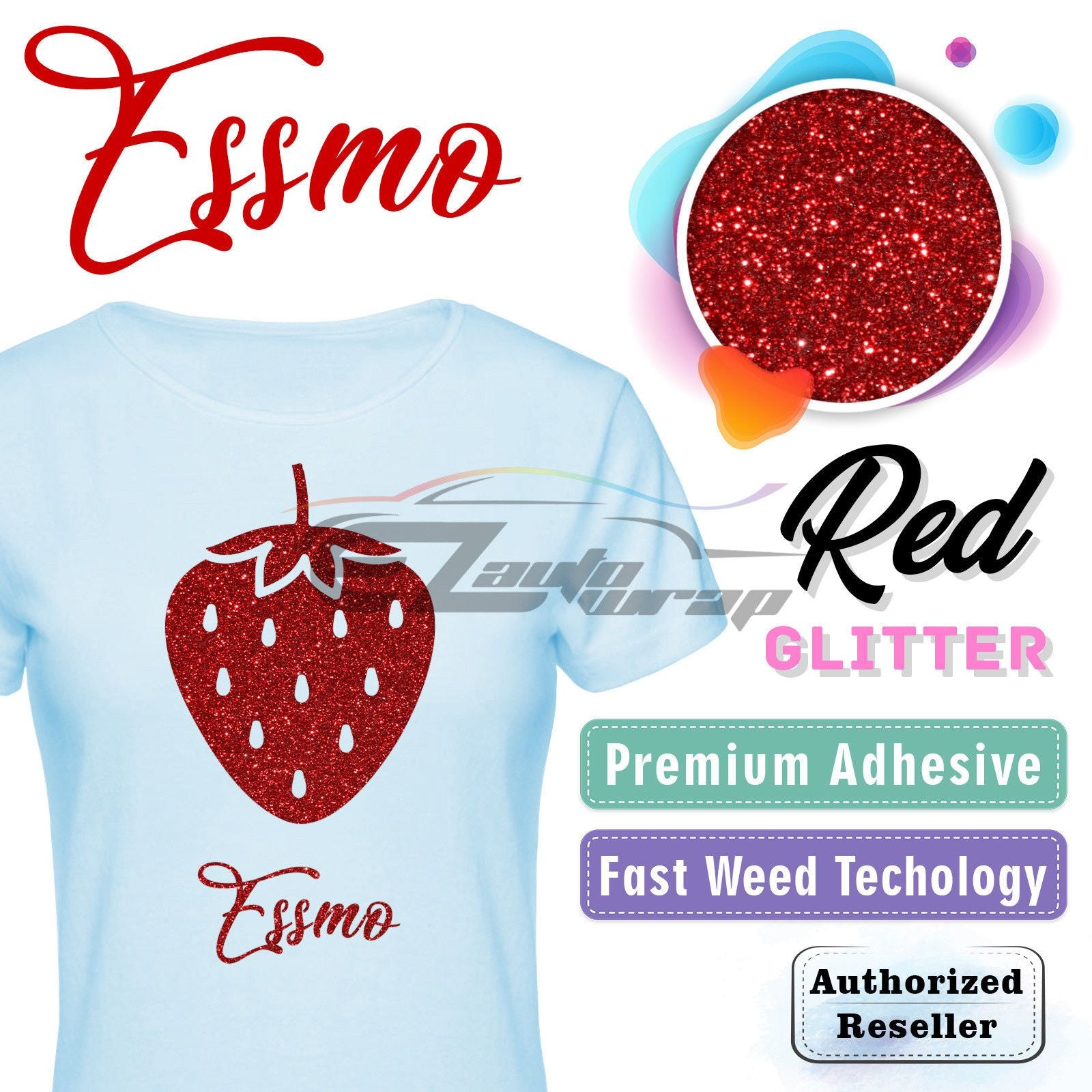 ESSMO™ Red Glitter Sparkle Heat Transfer Vinyl HTV DG06 – EzAuto Wrap