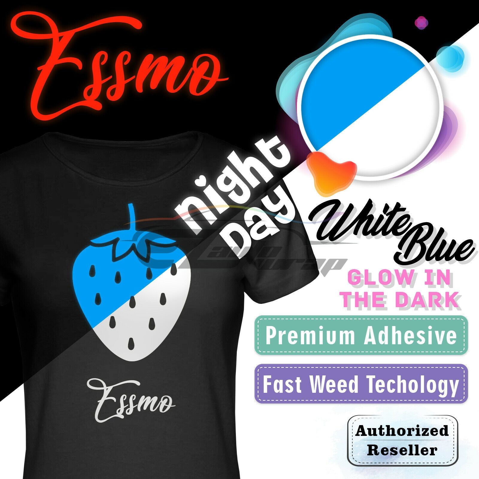 Essmo™ Glow in the Dark White Blue Heat Transfer Vinyl HTV GD06 – EzAuto  Wrap