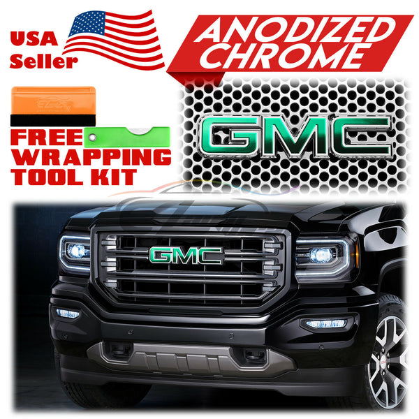 6pcs 4"x6" Anodized Chrome GMC Emblem Overlay