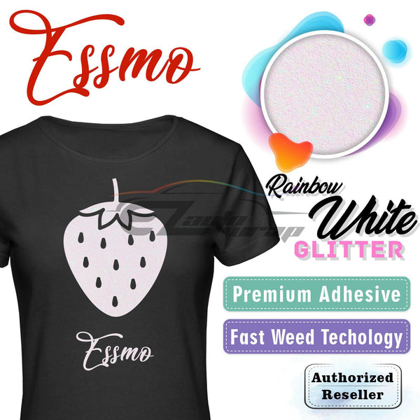 ESSMO™ Rainbow White Glitter Sparkle Heat Transfer Vinyl HTV DG21