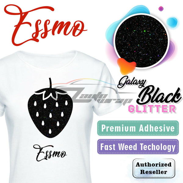 ESSMO™ Galaxy Black Glitter Sparkle Heat Transfer Vinyl HTV DG22