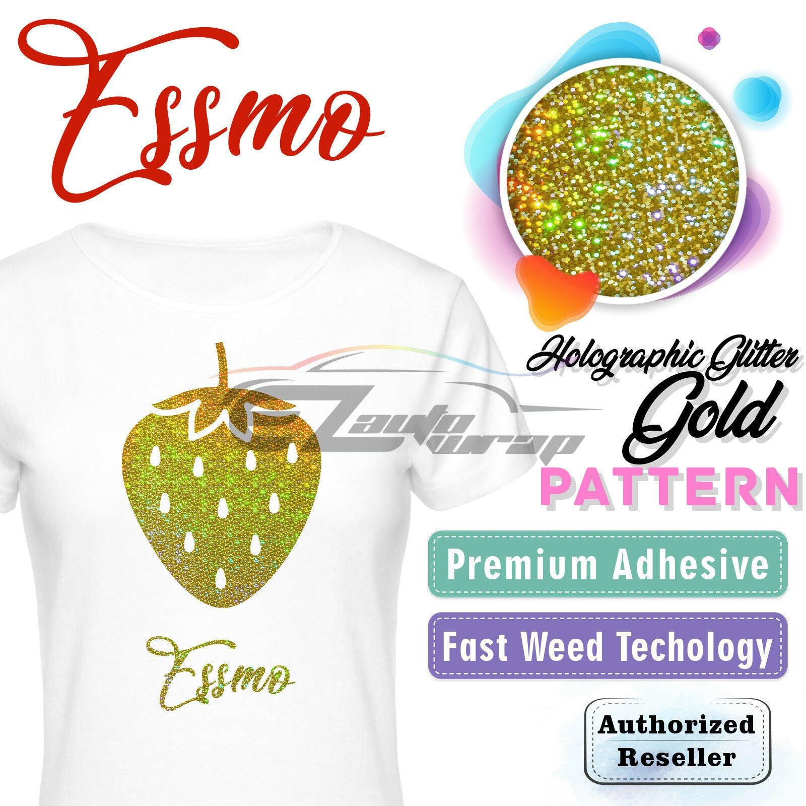 ESSMO™ Holographic Glitter Gold Pattern Heat Transfer Vinyl HTV SP11