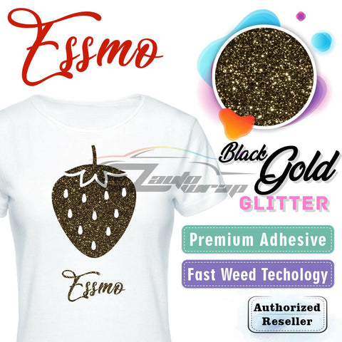 ESSMO™ Black Gold Glitter Sparkle Heat Transfer Vinyl HTV DG23
