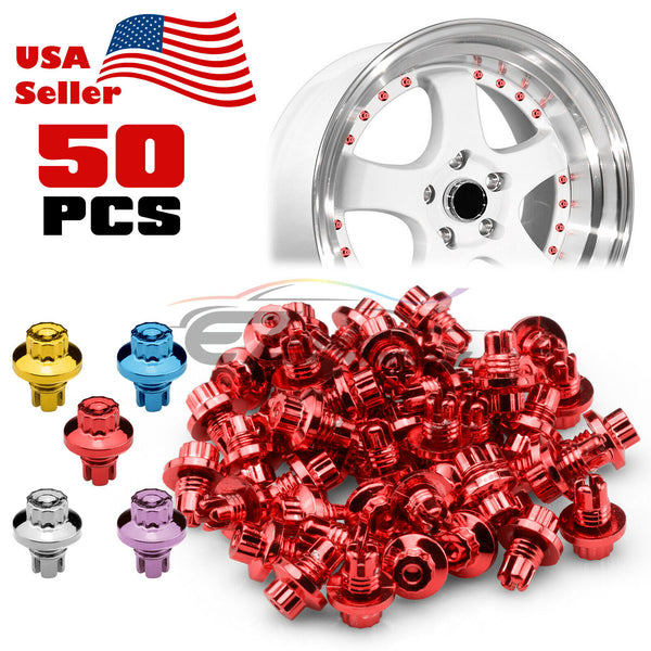 50pcs Flat Wheel Rivets PC-WRL02 (Blue / Gold / Purple / Red / Silver)