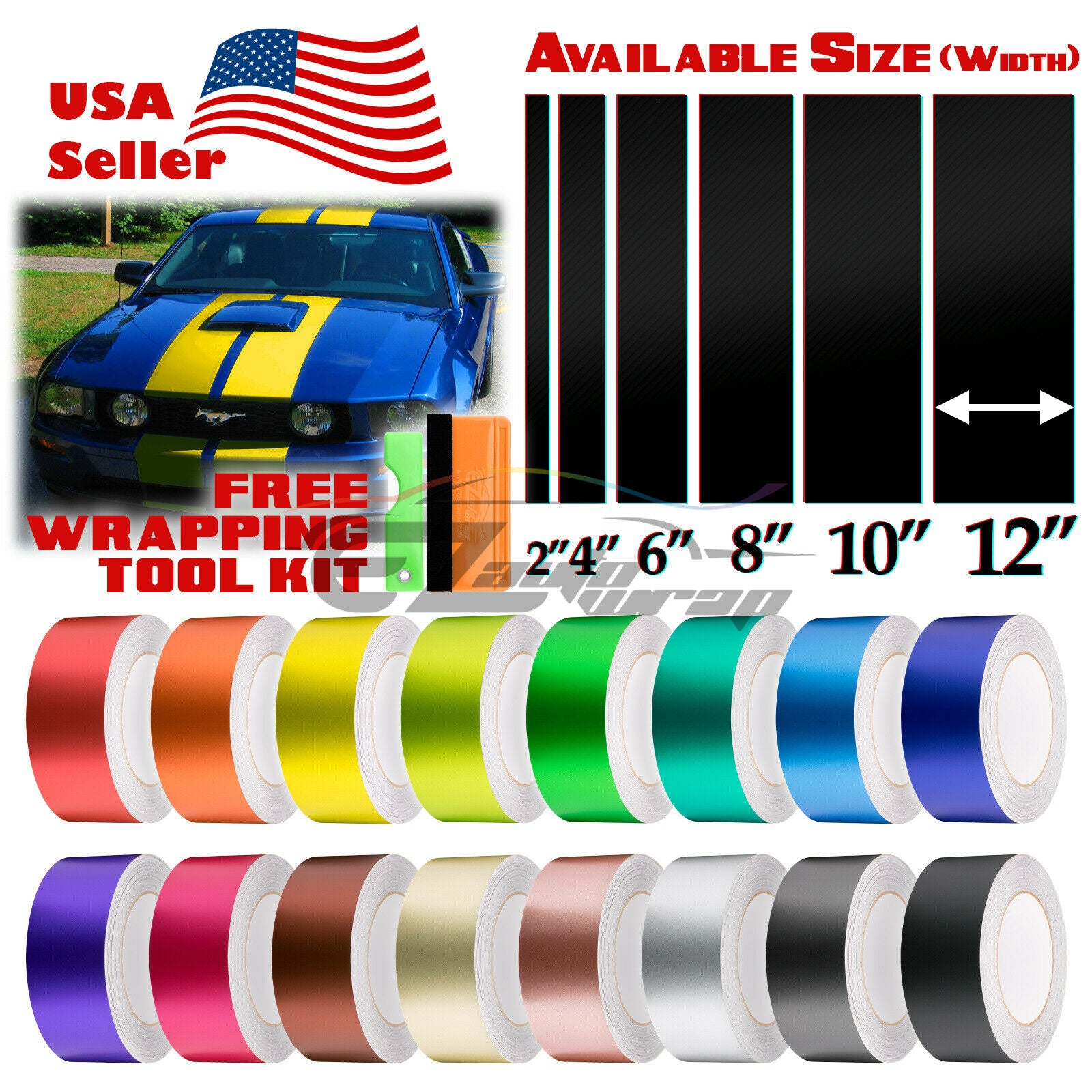 Racing Stripe Satin Chrome 2" 4" 6" 8" 10" 12" / 25FT