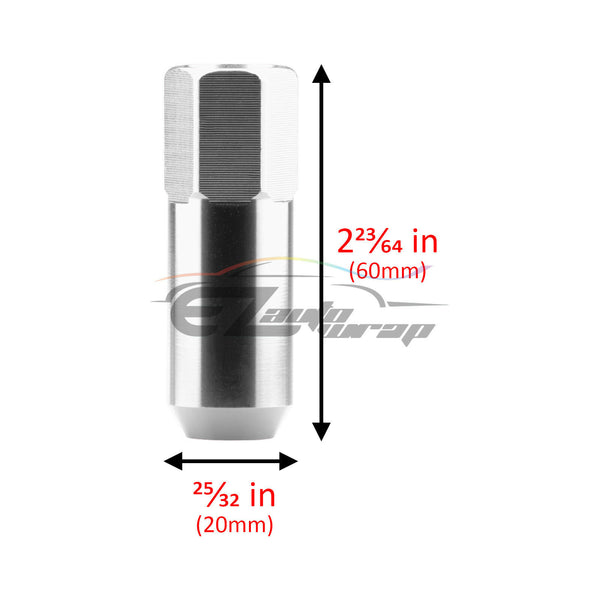 20pcs Aluminum Extended Wheel Lug Nuts M12x1.50 WN02 (Black / Blue / Gold / Green / Gunmetal Gray / Neo Chrome / Orange / Purple / Red / Silver)