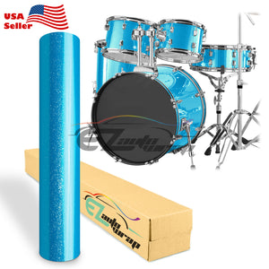 Drum Wrap Vinyl Kit Gloss Diamond Glitter Light Blue