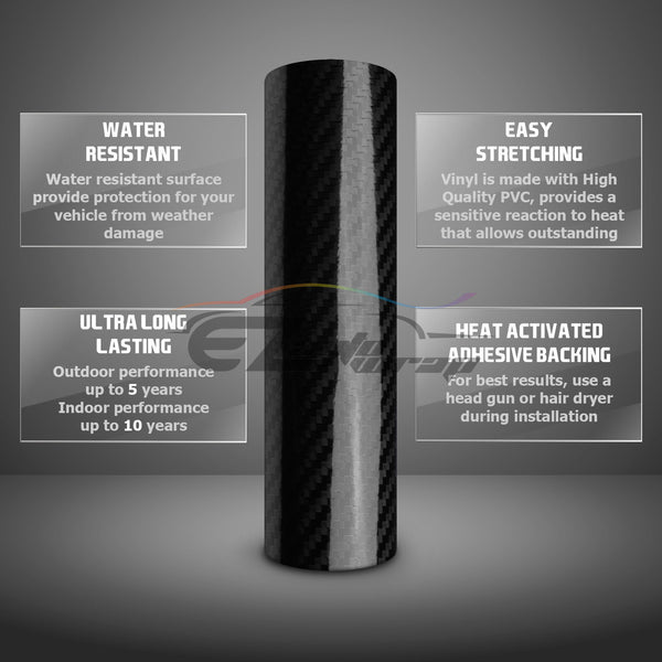2pcs 5"x10" 5D Gloss Carbon Fiber Chevy Emblem Bowtie Overlay Vinyl Wrap