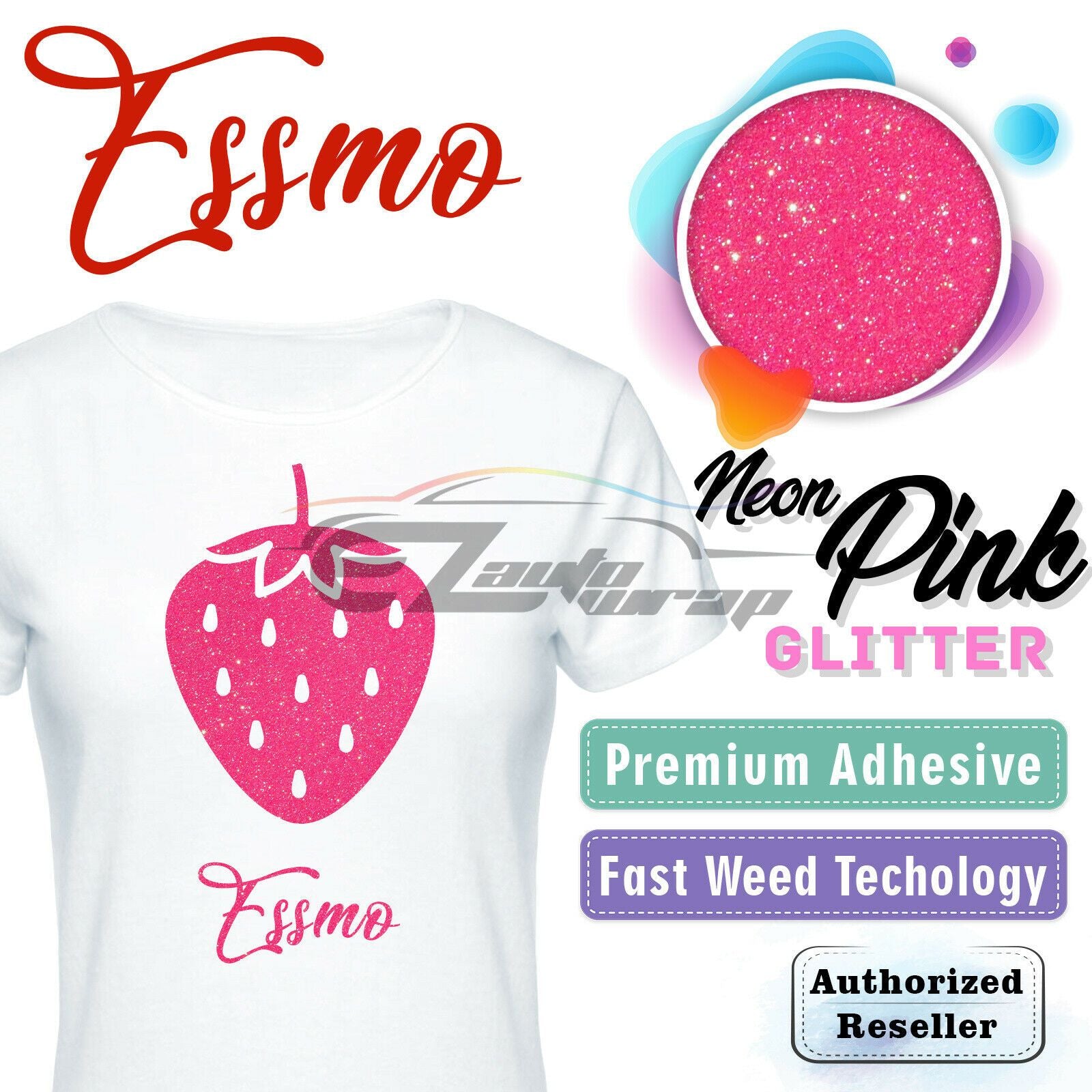 ESSMO™ Neon Pink Glitter Sparkle Heat Transfer Vinyl HTV DG26