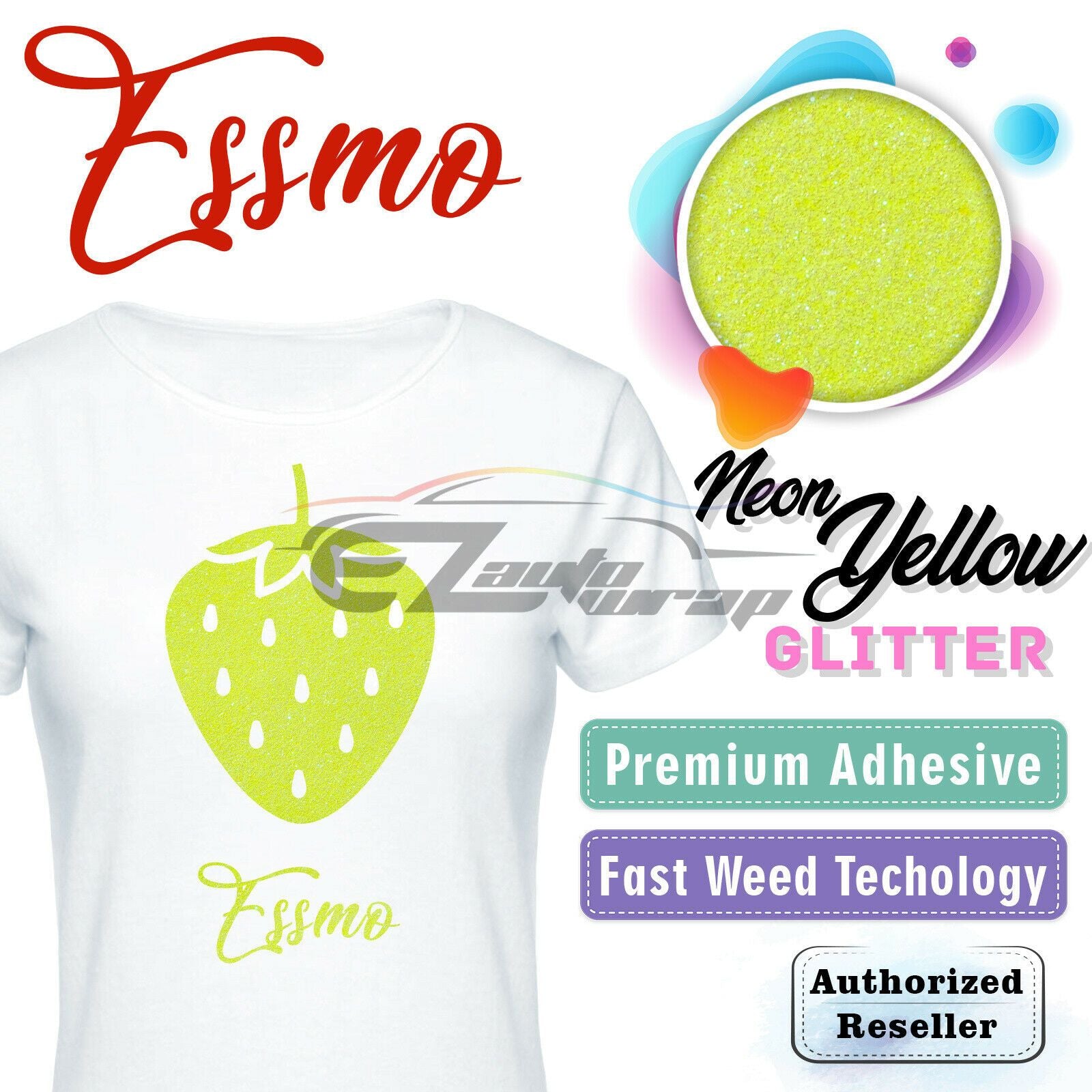ESSMO™ Neon Yellow Glitter Sparkle Heat Transfer Vinyl HTV DG28