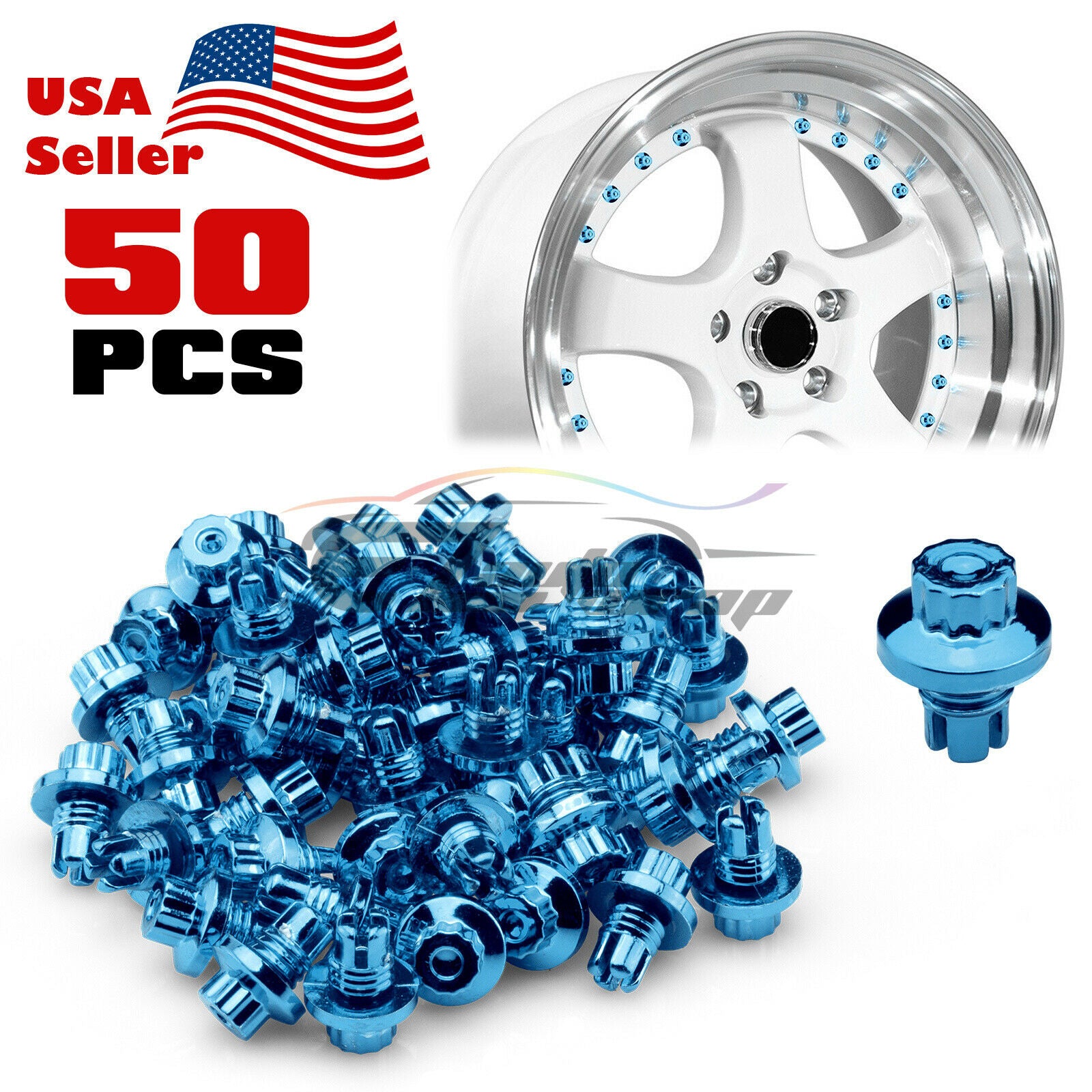 50pcs Flat Wheel Rivets PC-WRL02 (Blue / Gold / Purple / Red / Silver)