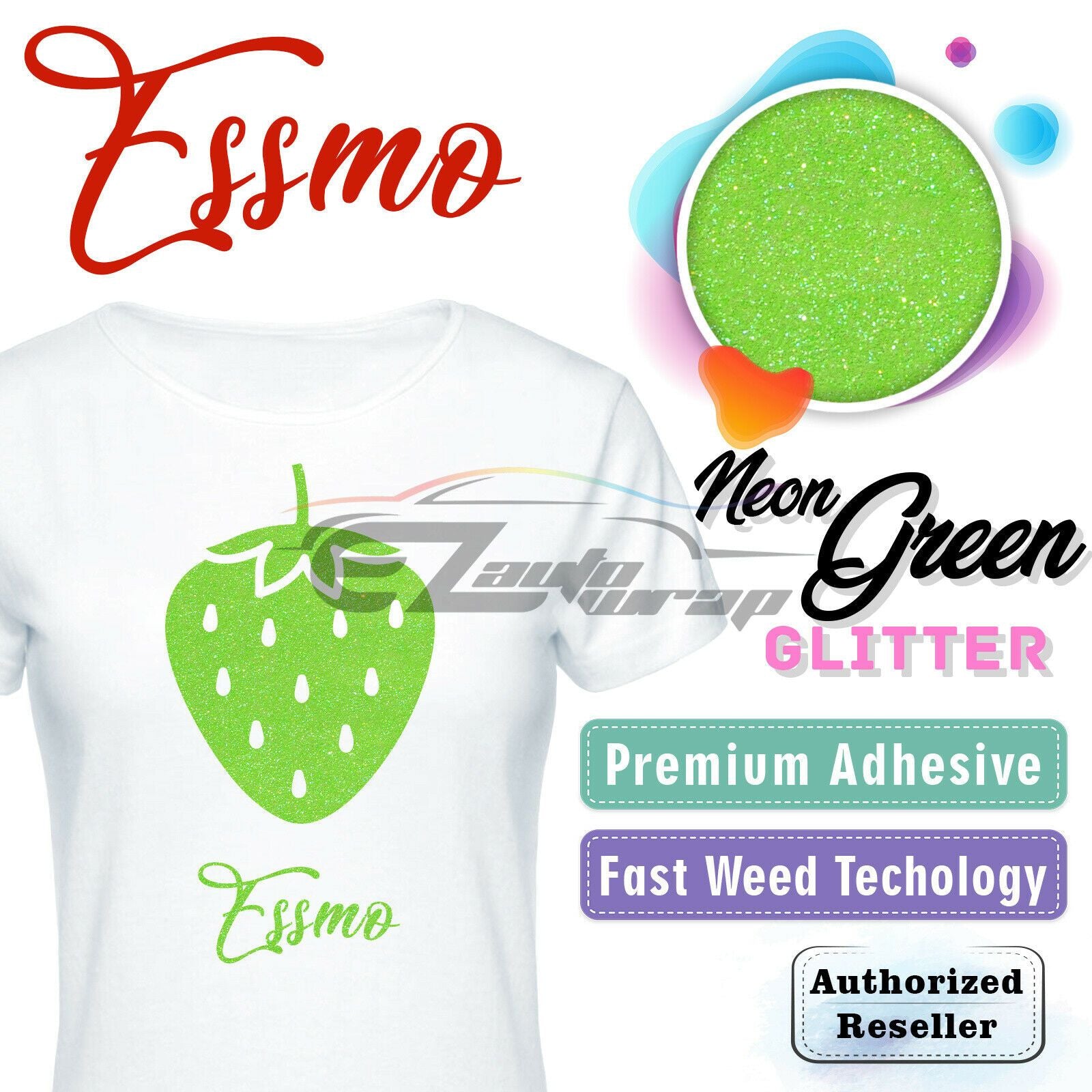ESSMO™ Neon Green Glitter Sparkle Heat Transfer Vinyl HTV DG29
