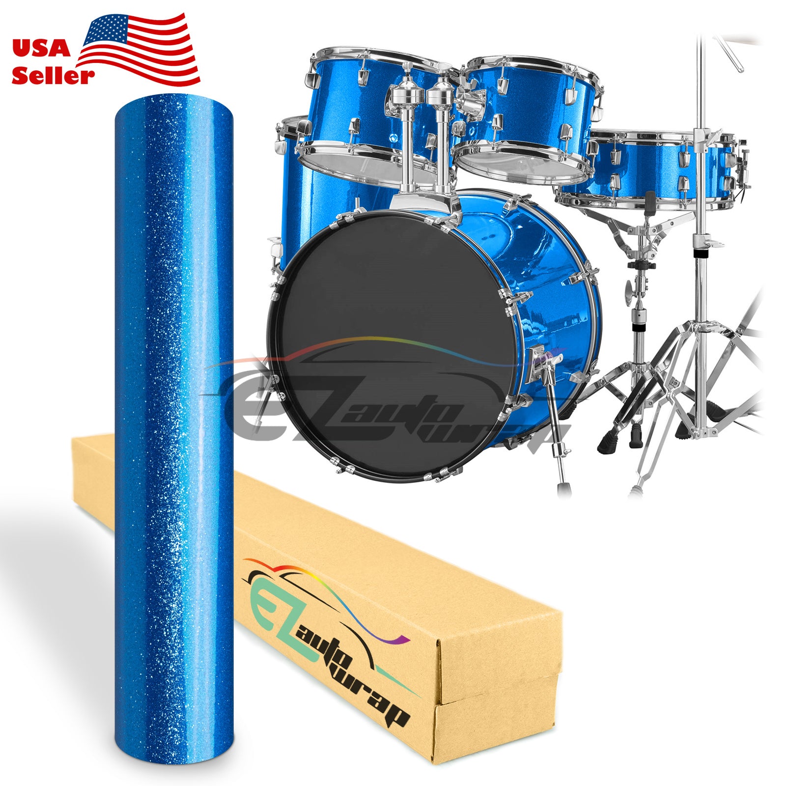 Drum Wrap Vinyl Kit Gloss Diamond Glitter Royal Blue