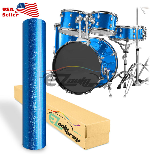 Drum Wrap Vinyl Kit Gloss Diamond Glitter Royal Blue