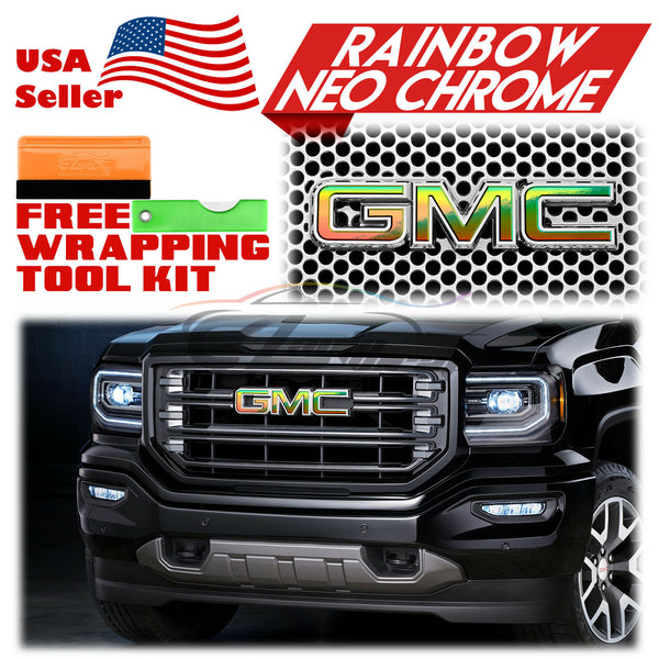 6pcs 4"x6" Rainbow Neo Chrome GMC Emblem Overlay