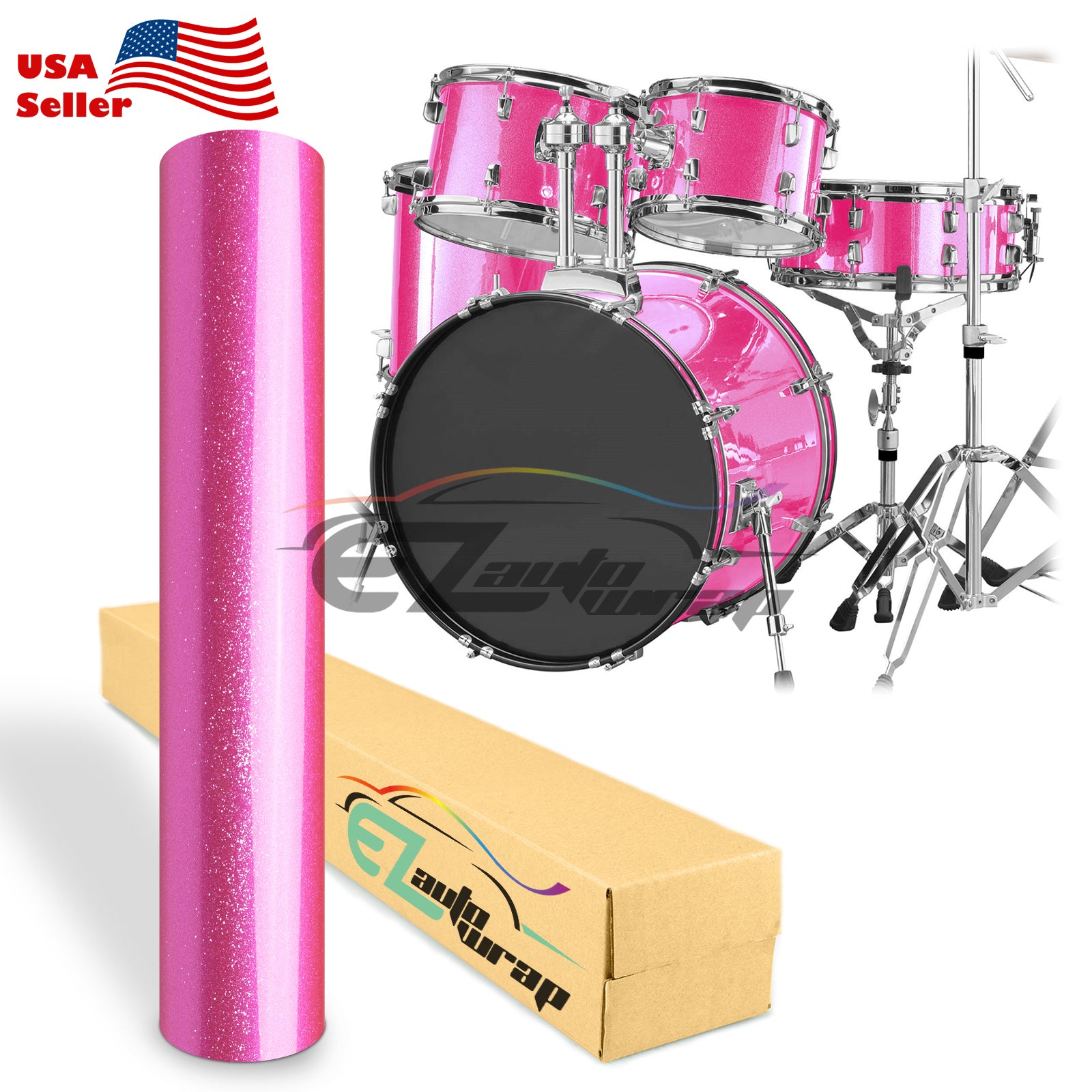 Drum Wrap Vinyl Kit Gloss Diamond Glitter Pink