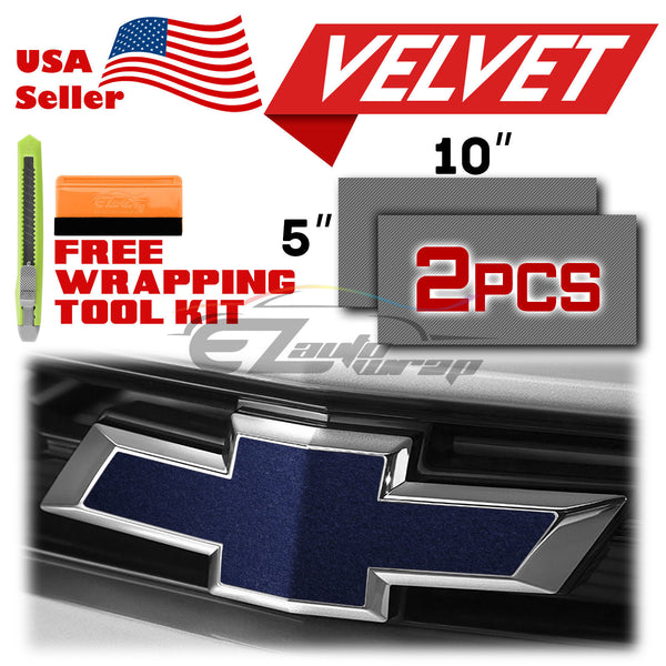 2pcs 5"x10" Velvet Suede Chevy Emblem Bowtie Overlay Vinyl Wrap