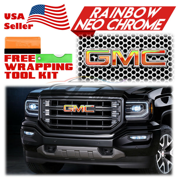 6pcs 4"x6" Rainbow Neo Chrome GMC Emblem Overlay