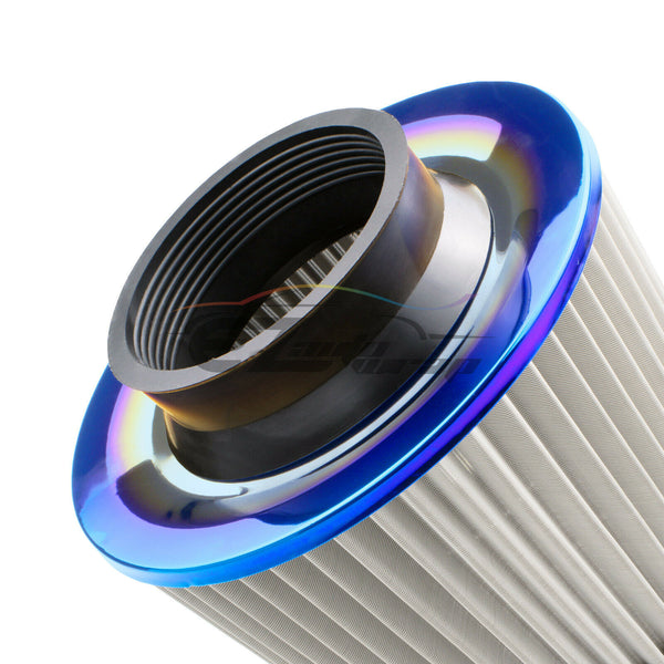 3" Air Intake Filter Washable Neo Chrome Top Rubber End + Clamp