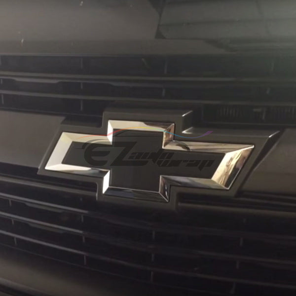 2pcs 5"x10" Chrome Pattern Chevy Emblem Bowtie Overlay Vinyl Wrap