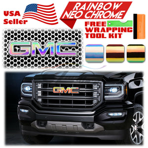 6pcs 4"x6" Rainbow Neo Chrome GMC Emblem Overlay