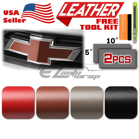 2pcs 5"x10" Leather Textured Chevy Emblem Bowtie Overlay Vinyl Wrap