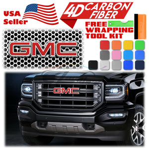 6pcs 4"x6" 4D Carbon Fiber GMC Emblem Overlay