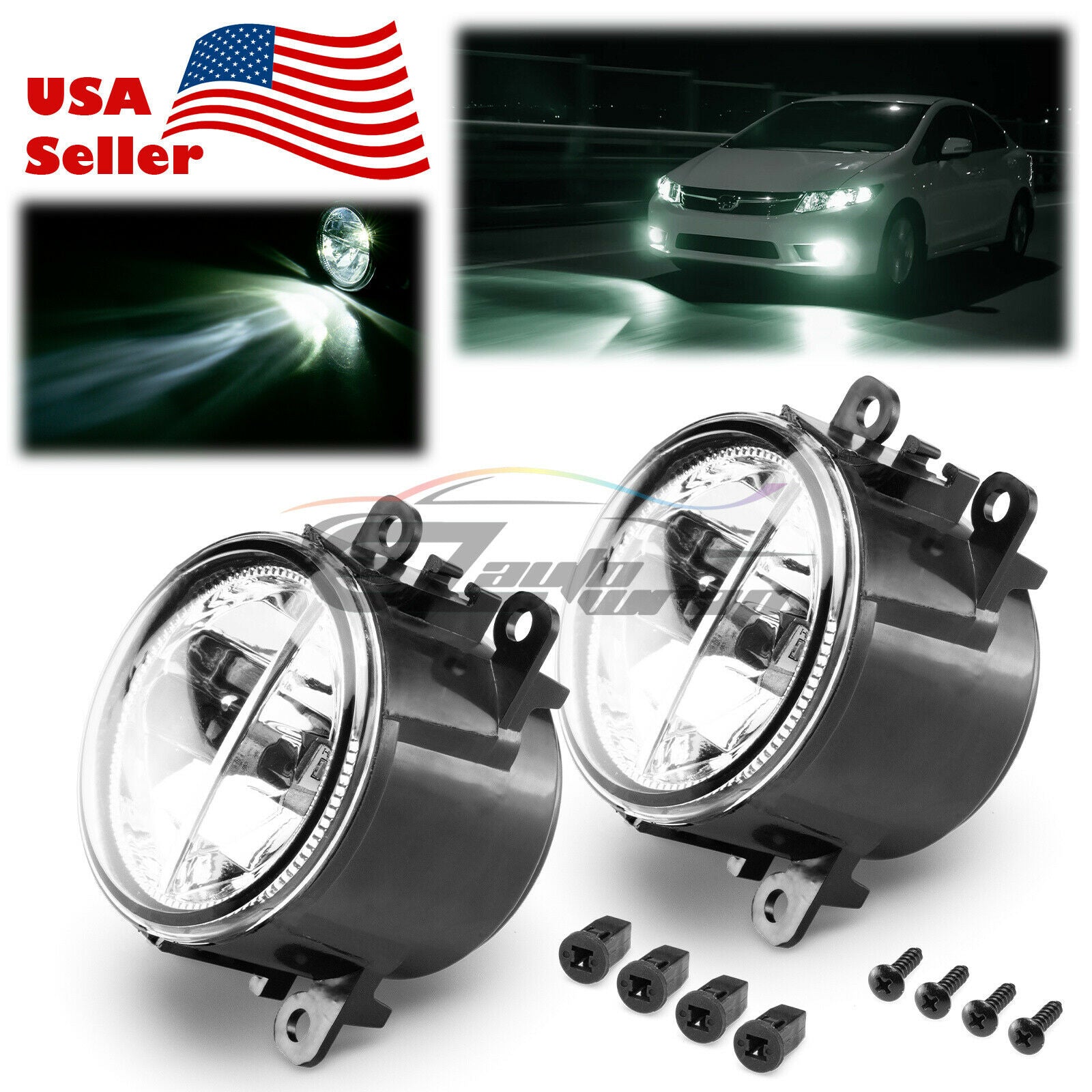 Pair LED 60W Fog Light Lamp Clear Lens Upgrade Aftermarket OEM Replacement F5