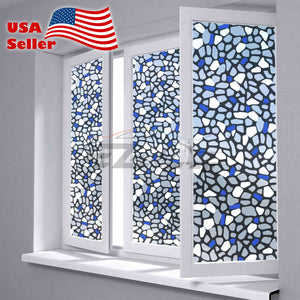 Frosted Blue Brick Tile Glass Window Film 5039B