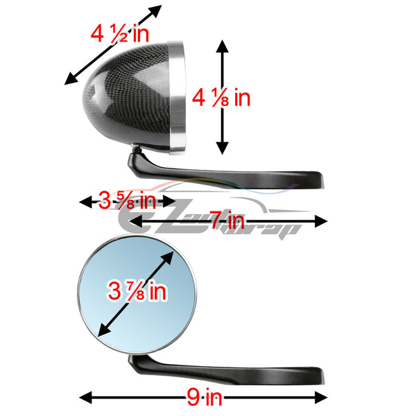 Universal Real Carbon Fiber Hotrod Muscle Car Vintage Side Mirror Both Side PC-MI28 CF