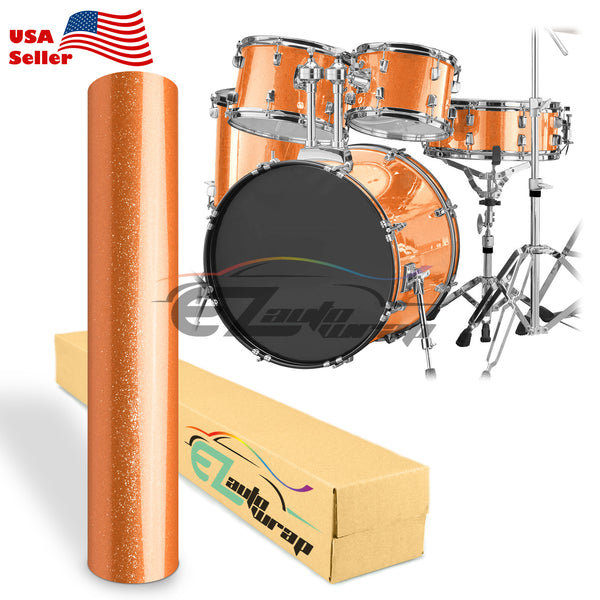 Drum Wrap Vinyl Kit Gloss Diamond Glitter Orange