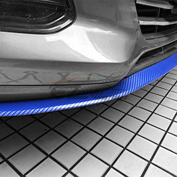 Front Bumper Rubber Lip Carbon Fiber Textured (Black / Blue / Red)