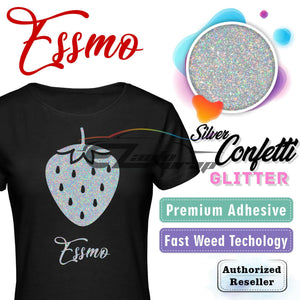 ESSMO™ Silver Confetti Glitter Sparkle Heat Transfer Vinyl HTV DG15