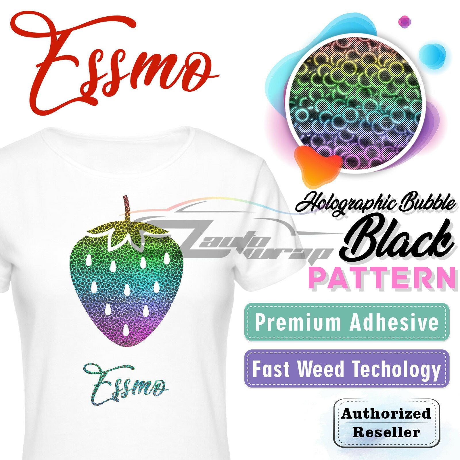 ESSMO™ Holographic Bubble Black Pattern Heat Transfer Vinyl HTV SP05