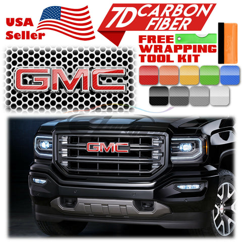 6pcs 4"x6" 7D Carbon Fiber GMC Emblem Overlay