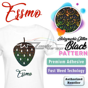 ESSMO™ Holographic Glitter Black Pattern Heat Transfer Vinyl HTV SP09