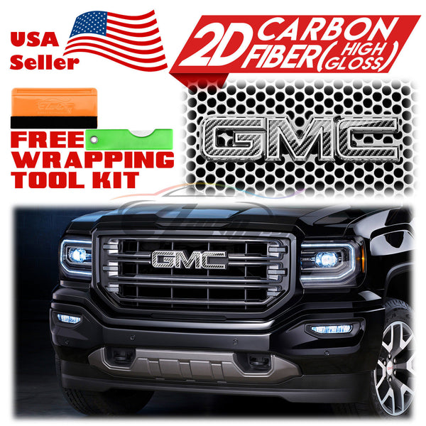 6pcs 4"x6" 2D Carbon Fiber GMC Emblem Overlay