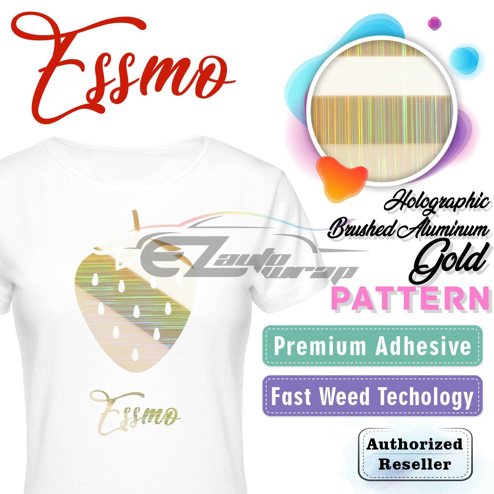 ESSMO™ Holographic Aluminum Gold Pattern Heat Transfer Vinyl HTV SP03