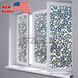 Frosted Yellow Brick Tile Glass Window Film 5039