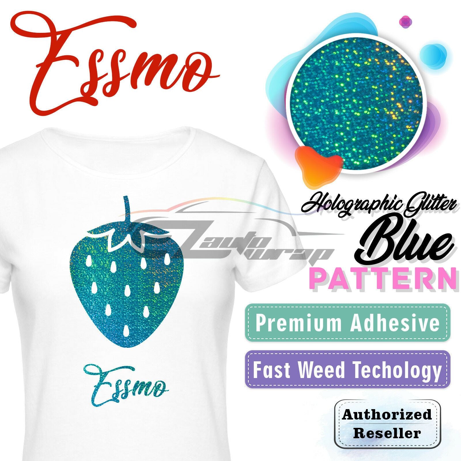 ESSMO™ Holographic Glitter Blue Pattern Heat Transfer Vinyl HTV SP10