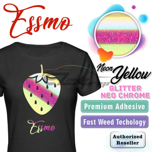 ESSMO™ Neon Yellow Neo Chrome Glitter Holographic Sparkle Heat Transfer Vinyl HTV DHFL04