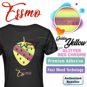 ESSMO™ Golden Yellow Neo Chrome Glitter Holographic Sparkle Heat Transfer Vinyl HTV DHFL01