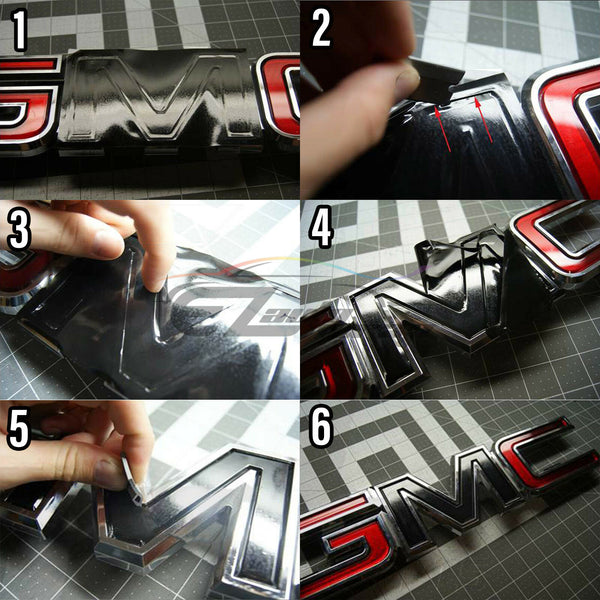 6pcs 4"x6" Rainbow Neo Chrome GMC Emblem Overlay